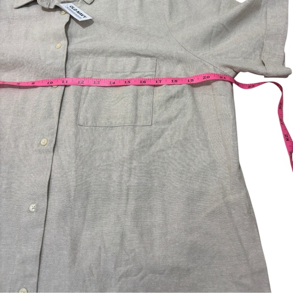 NWT Old Navy Linen Blend Button Front Shirt Dress Neutral Large Tall - Picture 9 of 13